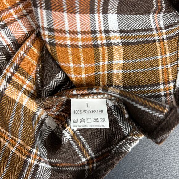 Brown Plaid A-Line Midi Skirt Pockets Size Large Lagenlook Oversize Gather NWT - Picture 6 of 6